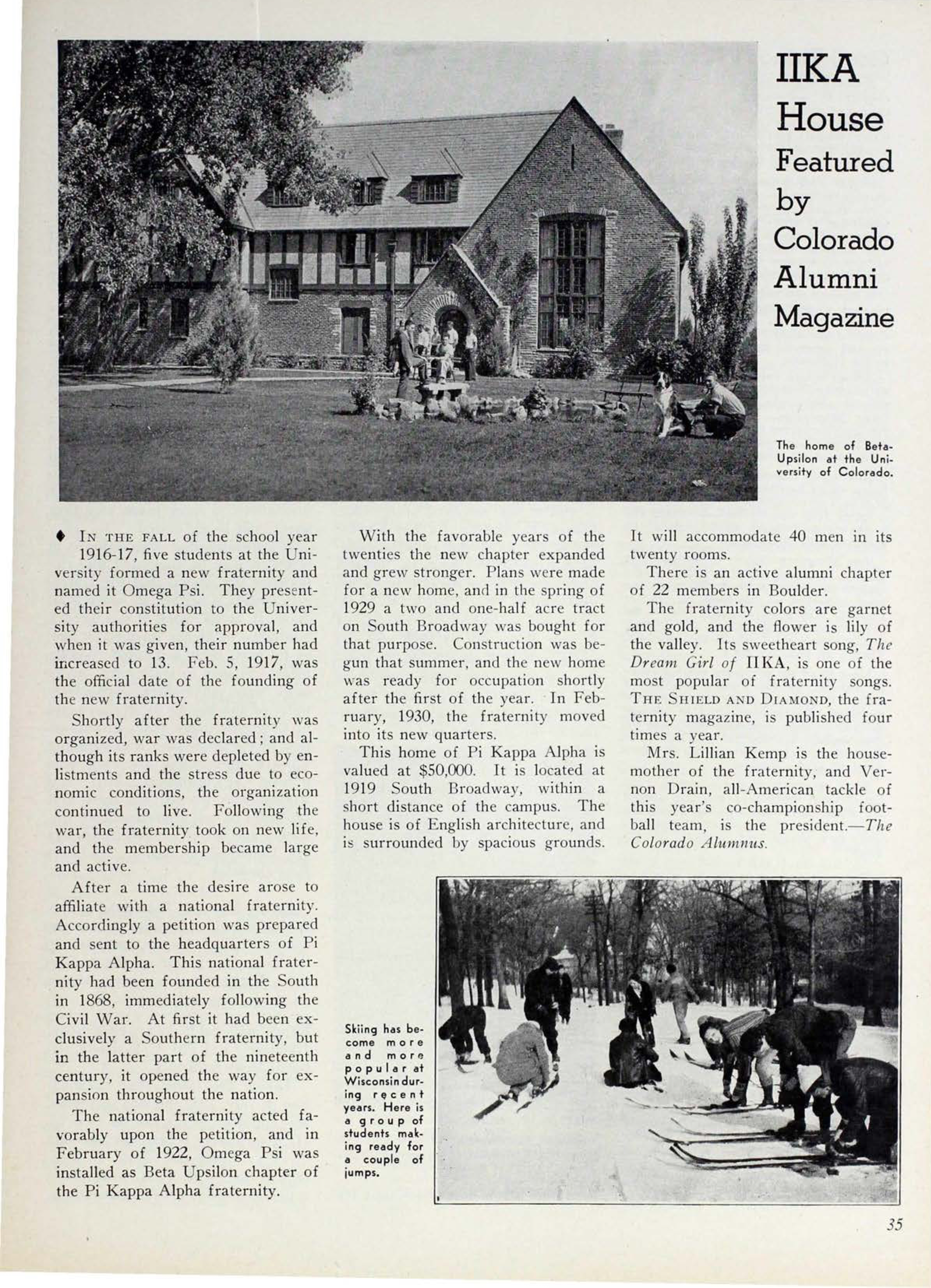 Pi Kappa Alpha House Featured by Colorado Alumni Magazine